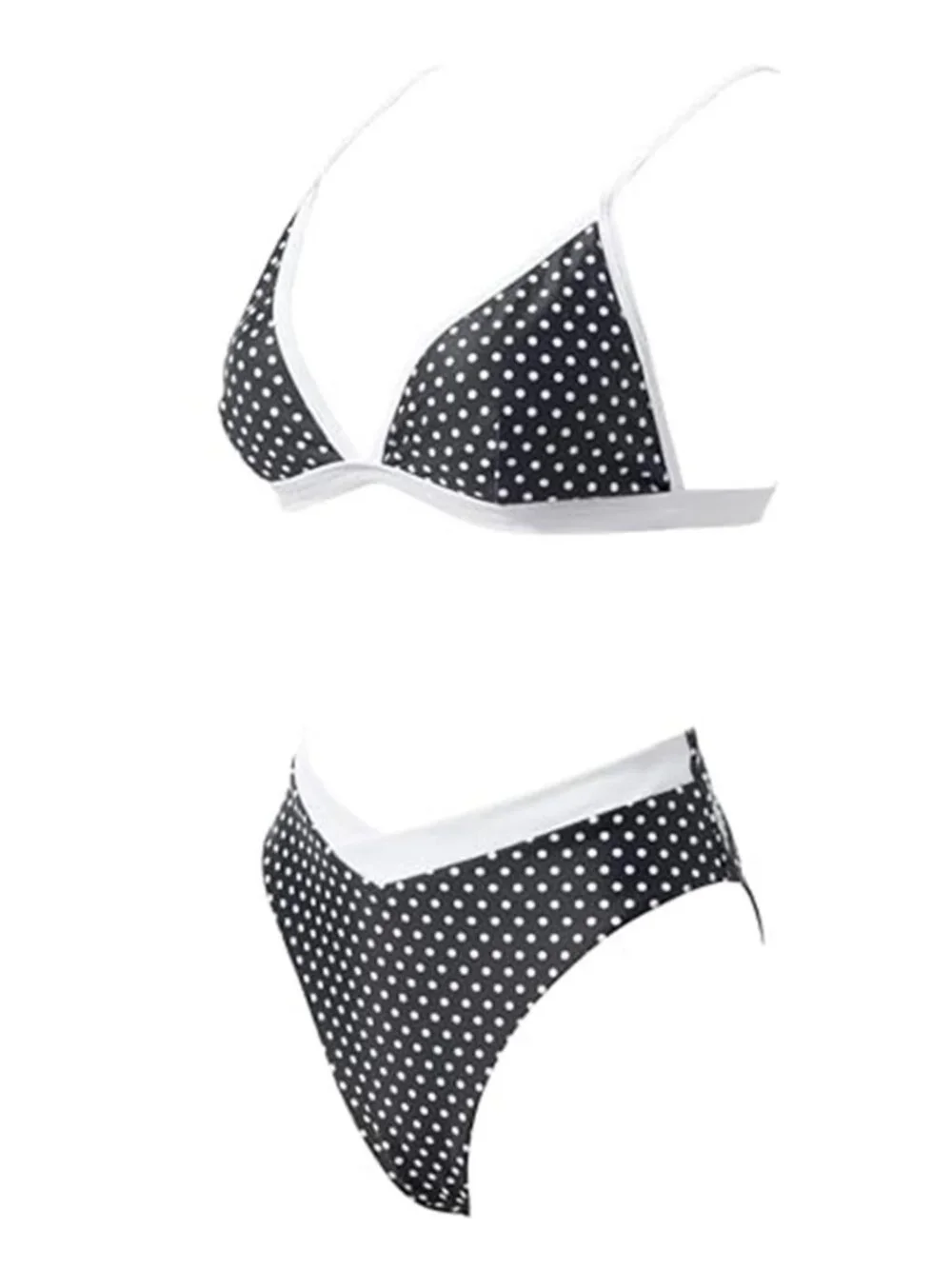 Womens High Waisted Bikini Triangle V Neck Two Piece Swimsuit Tummy Control